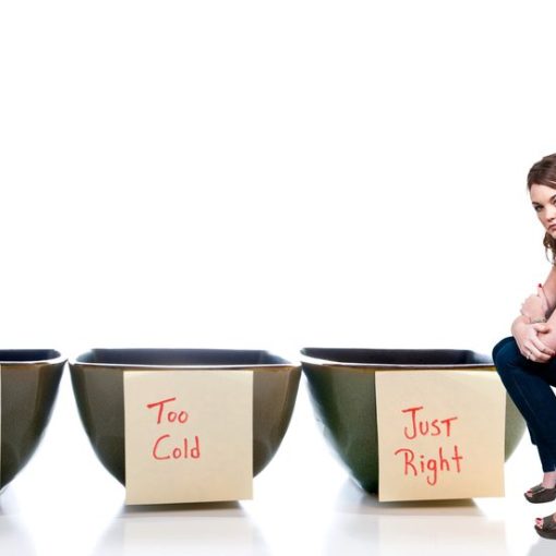 This picture shows a woman with three bowls