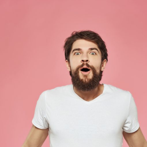 This is the pic of a man looking pleasantly surprised