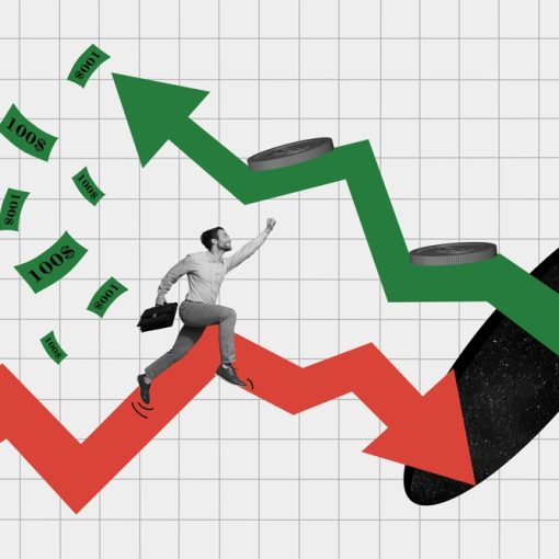 This is a pic of a man running up down and money flying