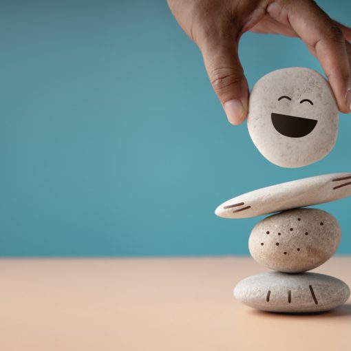 The image depicts happiness due to life balance