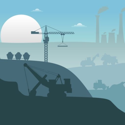 A view of Mining Factory Landscape in Silhouette