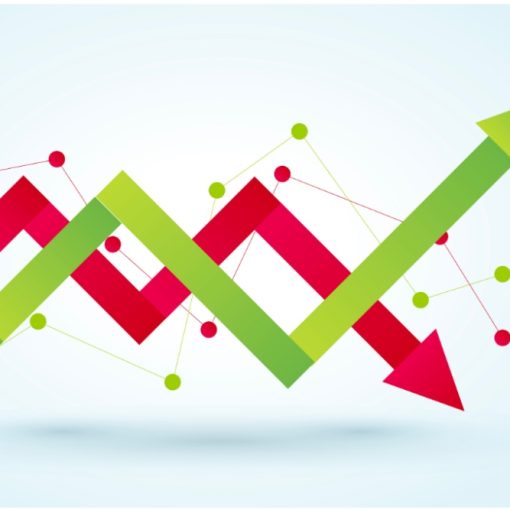 This image shows the up down market arrows in green and red