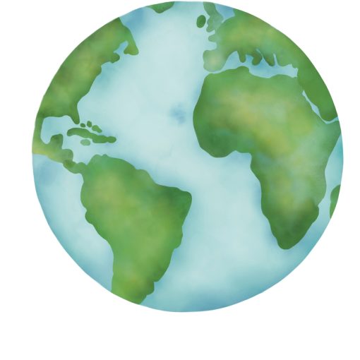 A watercolour image of planet Earth