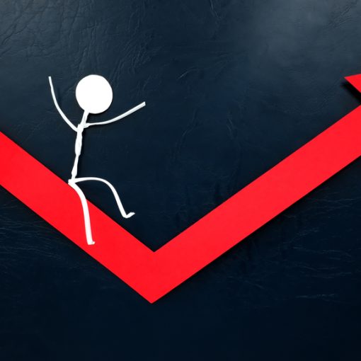 This image depicts an upwards market rally with an arrow