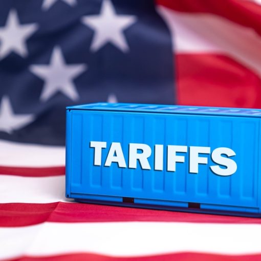 This is the image of tariffs container on a US flag