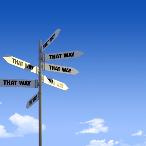 This image shows a signpost pointing in different directions
