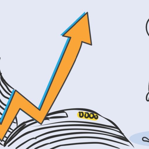 The image shows stock market taking off