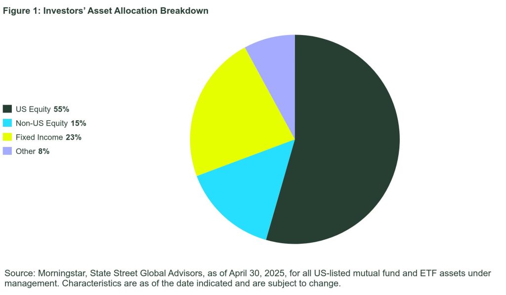Chart shows Investors Asset Allocation breakdown