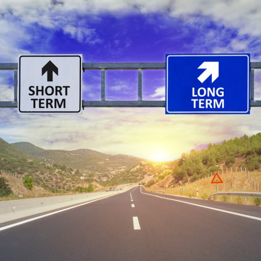 The image shows short and long term road signs