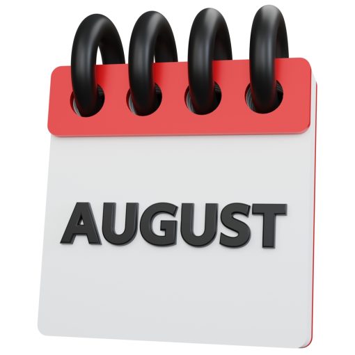 The image shows August calendar month