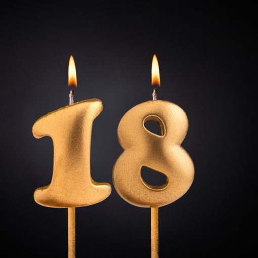 The image shows number 18 birthday candles