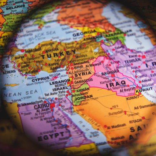 The image shows Middle East on a world map
