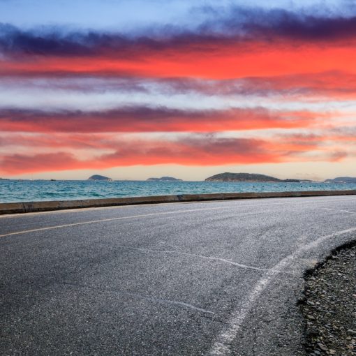 A picture of a road curve ahead