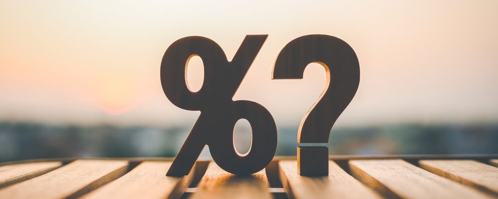 The image shows a percentage rate question mark