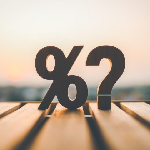 The image shows a percentage rate question mark