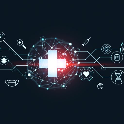 The image shows a hologram on the theme of medical/ healthcare