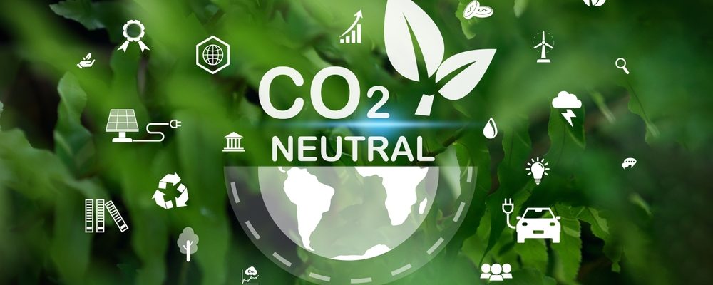 The image depicts the Net Zero Carbon and Green Earth (ESG) concepts