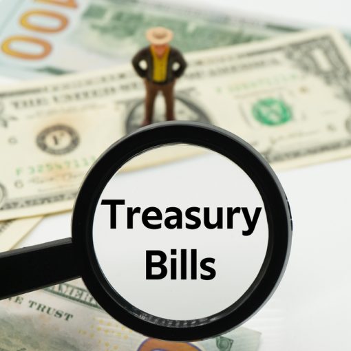 The image shows the text Treasury Bills under Magnifying Glass