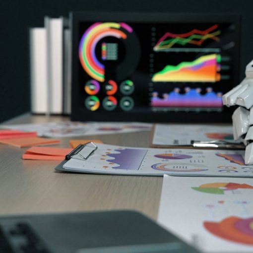 AI Human Hands Analyze Charts together