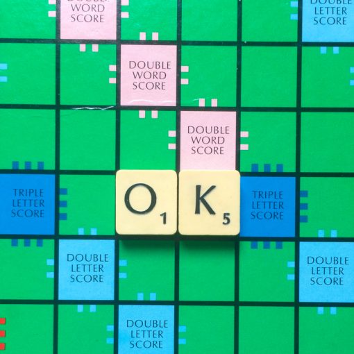 Letter K in the word 'Ok' in Scrabble