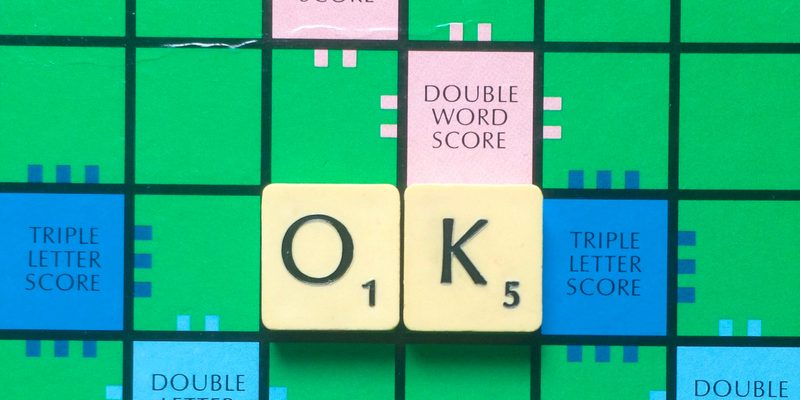 Letter K in the word 'Ok' in Scrabble