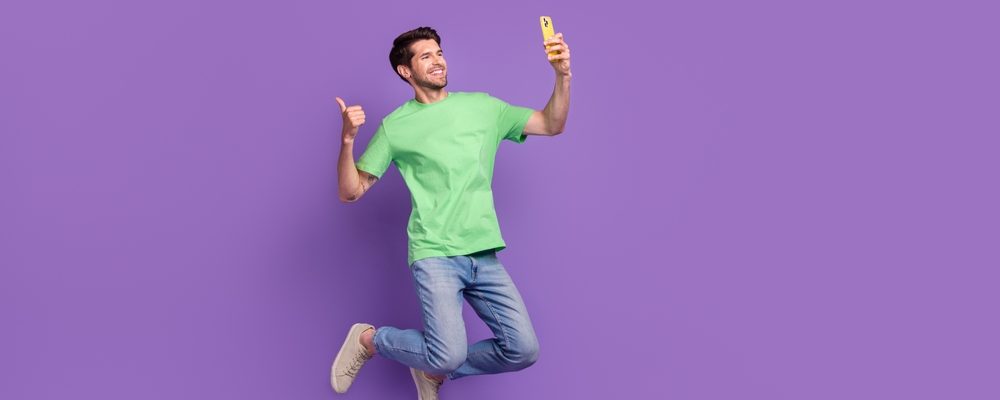 Excited, Happy Man on Mobile