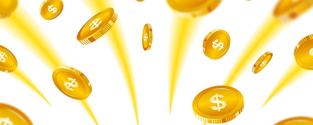 A burst of gold coins or money