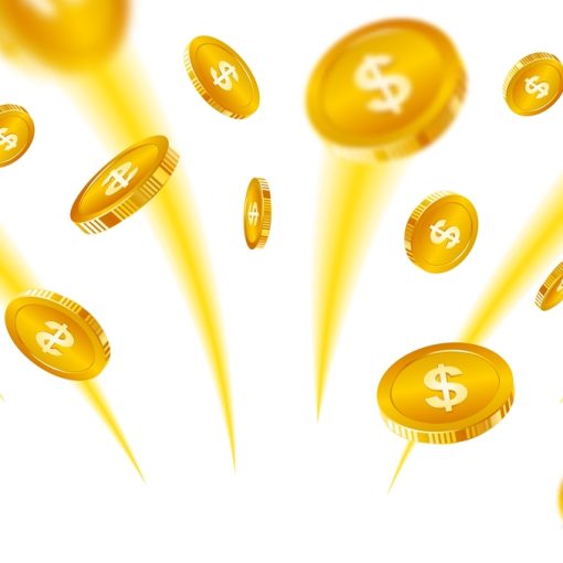 A burst of gold coins or money