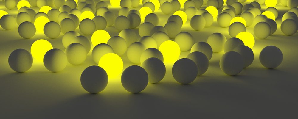 Image shows light and dark balls