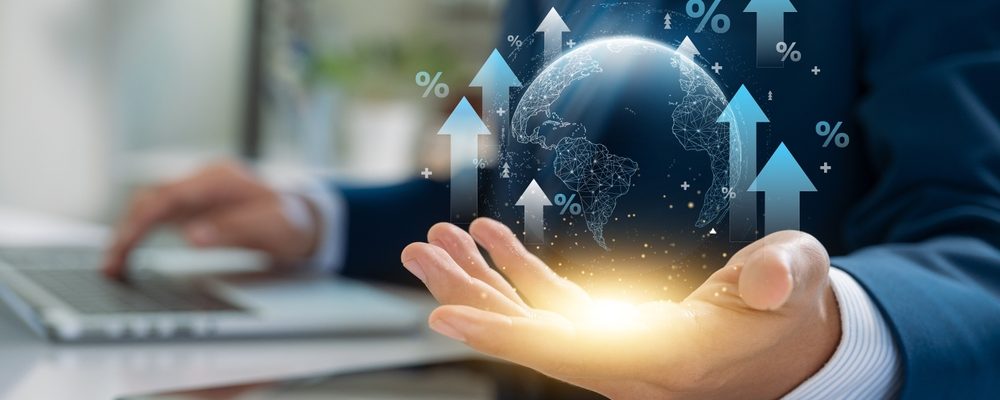 Global Finance Concept With Rising Rates