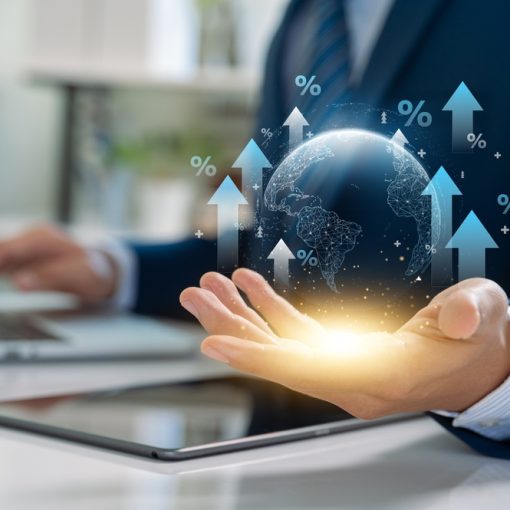 Global Finance Concept With Rising Rates