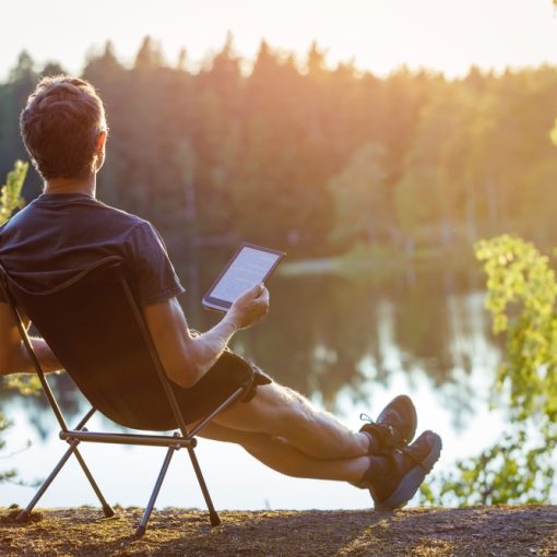 Man Reading, Thinking and Relaxing in Nature